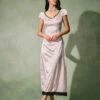 The White Jacquard Lace Satin Maxi Dress