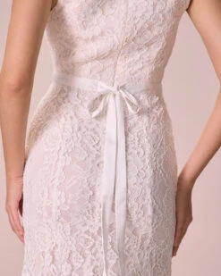 The White Floral Lace Mermaid Midi Dress -Outlet Dress Mix Up Store 0327RIHOAS 2175