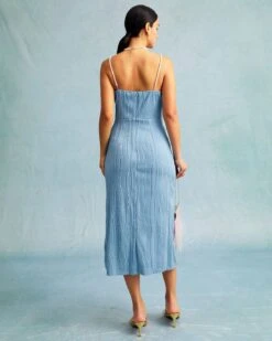 The Blue Wave Textured Pearl Strap Midi Dress -Outlet Dress Mix Up Store 0415 31627 941442