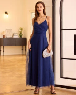 The Navy V Neck Mesh Wrap Maxi Dress 8 The Navy V Neck Mesh Wrap Maxi Dress -Outlet Dress Mix Up Store 0421RIHOAS 1118