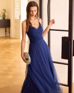 The Navy V Neck Mesh Wrap Maxi Dress 9 The Navy V Neck Mesh Wrap Maxi Dress -Outlet Dress Mix Up Store 0421RIHOAS 1139