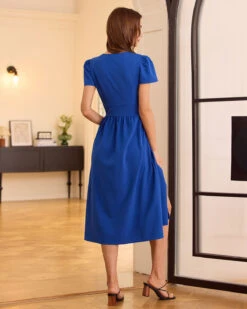 The Navy V Neck Wrap Midi Dress 14 The Navy V Neck Wrap Midi Dress -Outlet Dress Mix Up Store 0421RIHOAS 920