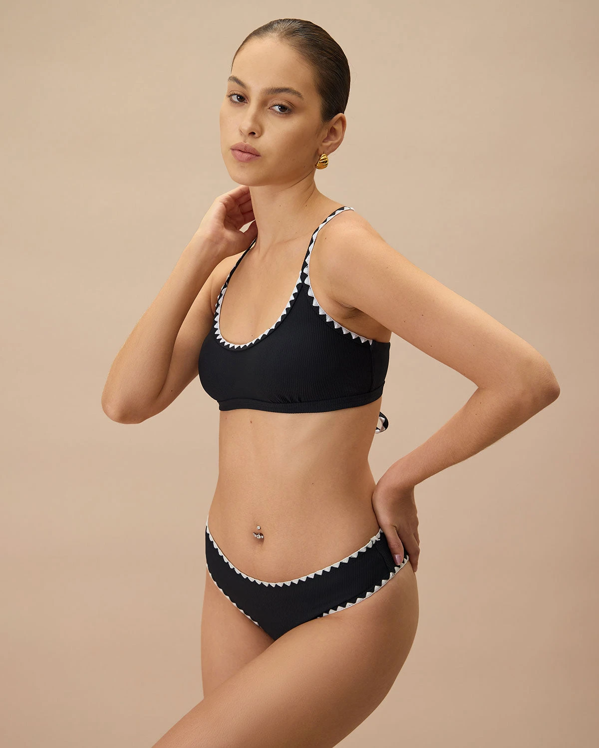The Black Contrast Ribbed Bikini Top 2 The Black Contrast Ribbed Bikini Top - Image 2
