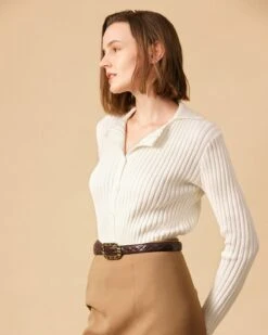 The Solid Collared Ribbed Knit Tops -Outlet Dress Mix Up Store 0535 9f527af7 7700 4a42 95a1 58770b8ba6d3