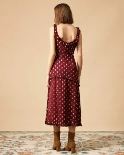 The Polka Dot Sleeveless Slit Midi Dress 12 The Polka Dot Sleeveless Slit Midi Dress -Outlet Dress Mix Up Store 0737
