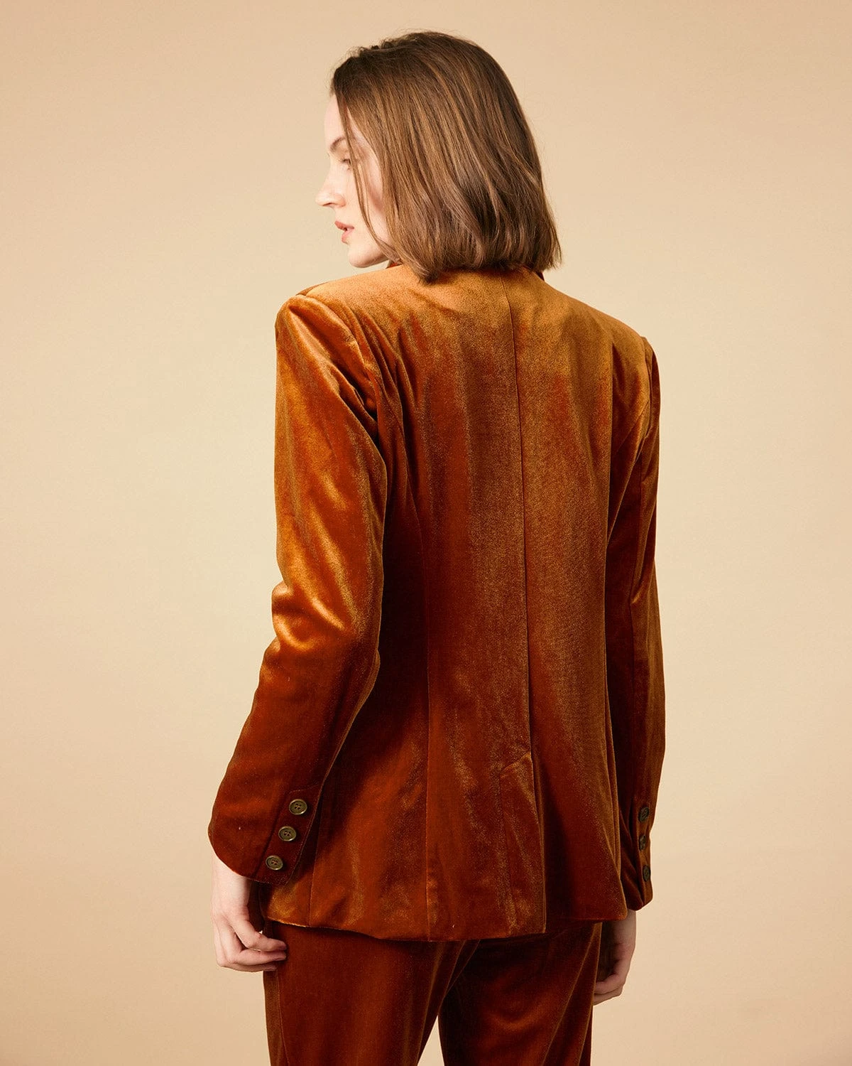 The Collared Double-breasted Velvet Blazer 5 The Collared Double-breasted Velvet Blazer - Image 5