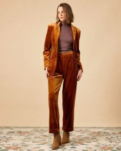 The Collared Double-breasted Velvet Blazer 8 The Collared Double-breasted Velvet Blazer -Outlet Dress Mix Up Store 0845