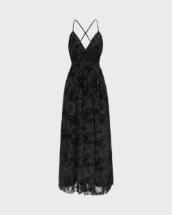 The Black Floral Flocked Mesh Slit Maxi Dress 14 The Black Floral Flocked Mesh Slit Maxi Dress -Outlet Dress Mix Up Store 0 05eac17e 96f0 4e4d b5bc 9d7c7af61fe1