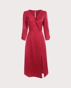 The Solid V Neck Slit Maxi Dress -Outlet Dress Mix Up Store 0 0f1e2bb7 5ae0 4060 bf35 ef1bbd090a07