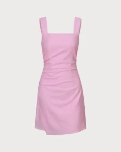 The Pink Square Neck Ruched Slip Mini Dress -Outlet Dress Mix Up Store 0 1310b8ad c88e 47e7 9166 9d1bb021f12f