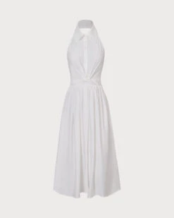 The White Collared Twist Backless Midi Dress -Outlet Dress Mix Up Store 0 30692127 a6fe 45a2 91fb 33b117277898