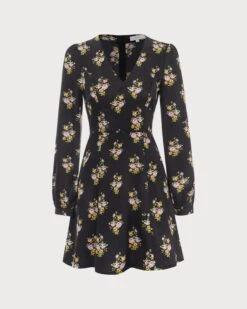 The Black V Neck Satin Long Sleeve Mini Dress -Outlet Dress Mix Up Store 0 3c4ddb79 cdcb 4934 9461 388144693193