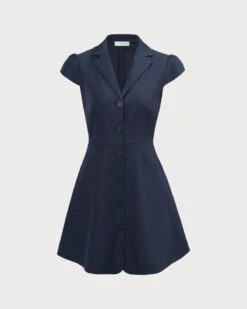 The Navy Lapel Cap Sleeve Button-up Mini Dress -Outlet Dress Mix Up Store 0 3f2ae5c7 c4b6 4ab5 8f4d e4bcbc2e5e65