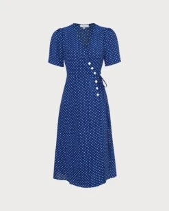 The Blue V Neck Polka Dot Wrap Midi Dress 14 The Blue V Neck Polka Dot Wrap Midi Dress -Outlet Dress Mix Up Store 0 41a3dff3 4cbc 4ed5 87ae ed21f24cb444 996573