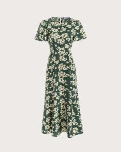 The Green Round Neck Short Sleeve Floral Midi Dress -Outlet Dress Mix Up Store 0 56e29a58 525e 412d bdc4 1339dbdcecfc 693661