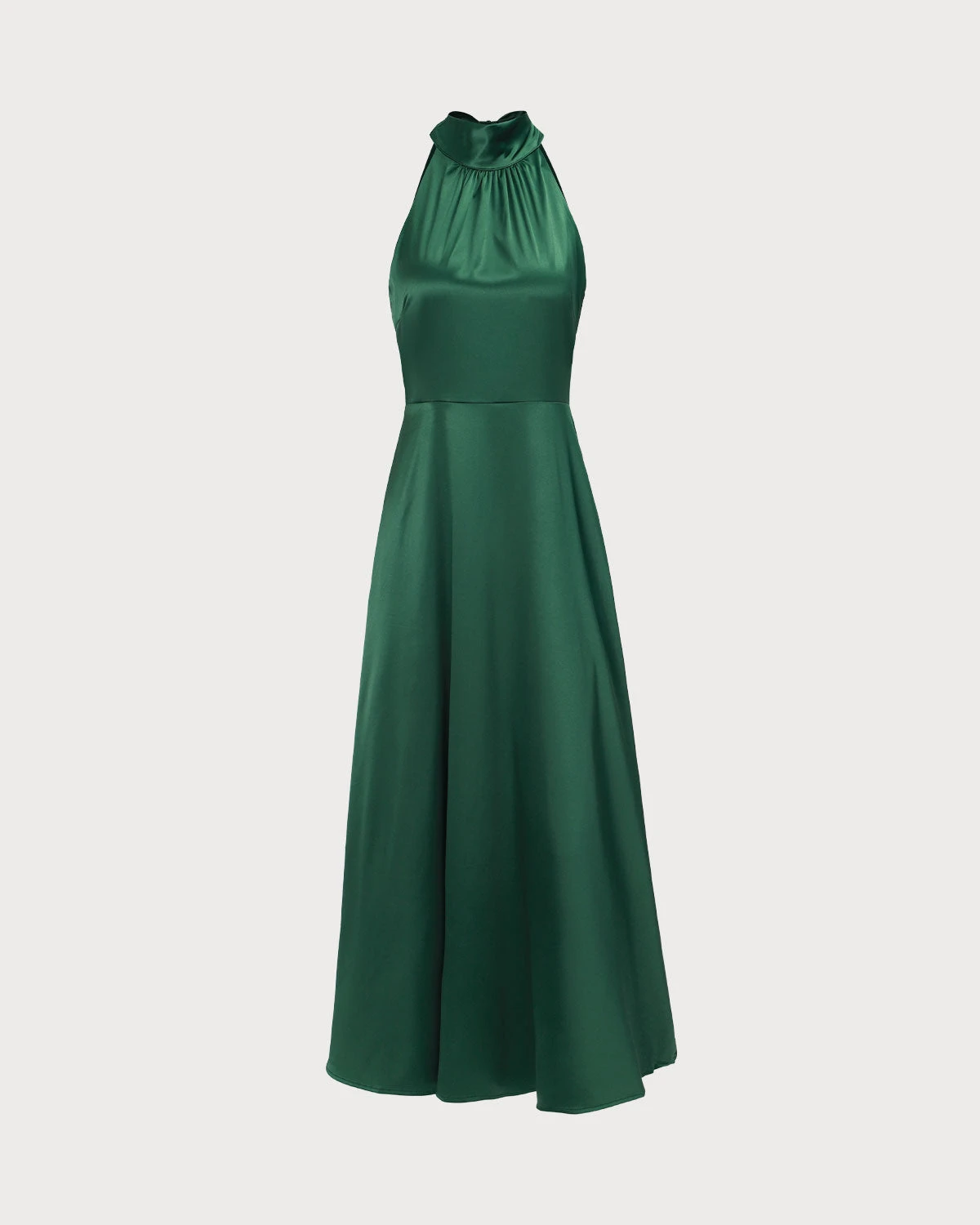 The Green Ruched Satin Maxi Dress 5 The Green Ruched Satin Maxi Dress - Image 5