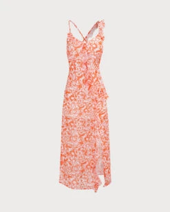 The Orange V Neck Floral Ruffle Maxi Dress -Outlet Dress Mix Up Store 0 60ff5a66 488d 44ed bfb2 0aa30a1643b0