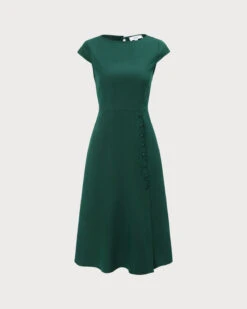 The Green Boat Neck Cutout Back Midi Dress -Outlet Dress Mix Up Store 0 67912321 e7c6 454e 9ee7 90dcbe116609