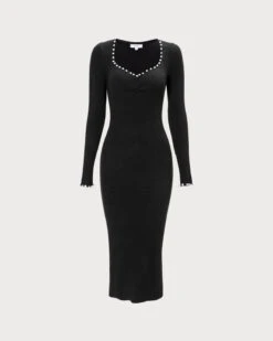 The Black Pearl Trim Bodycon Knit Midi Dress -Outlet Dress Mix Up Store 0 7b25d3b2 bd31 4425 b2b4 1fe065338cc4