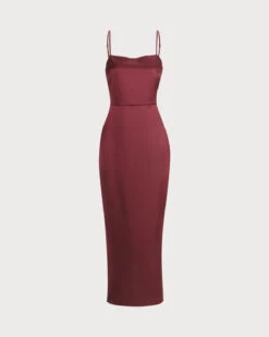 The Red Back Slit Satin Sling Maxi Dress -Outlet Dress Mix Up Store 0 8137db1a 7b27 410d b634 5effa0bb25b6