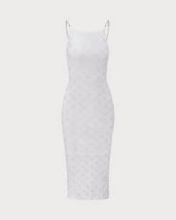 The White Floral Textured Pearl Slip Midi Dress -Outlet Dress Mix Up Store 0 916dd67e 28b0 449a bd98 a8bb1499143c