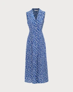 The Blue Collared Button-up Floral Maxi Dress -Outlet Dress Mix Up Store 0 9ae84421 b594 4369 8671 9f78066c38da