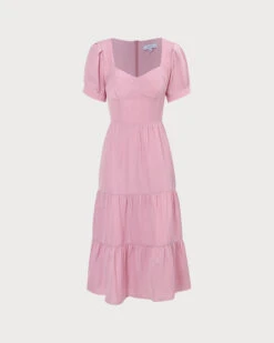 The Pink Sweetheart Neck Ruched Midi Dress -Outlet Dress Mix Up Store 0 9b7d6a98 4892 4c89 9ae8 3bd0bbff7c82