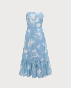 The Blue Ruffle Trim Strapless Floral Midi Dress 12 The Blue Ruffle Trim Strapless Floral Midi Dress -Outlet Dress Mix Up Store 0 aab865d8 a4b1 4f72 99e3 65b0632a48d9