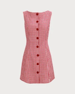 The Red Boat Neck Plaid Mini Dress -Outlet Dress Mix Up Store 0 ac621b75 865f 42f9 8917 5b6c3bca0737