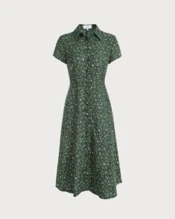 The Green Lapel Button Up Floral Midi Dress -Outlet Dress Mix Up Store 0 b2f20b7e 0271 4c76 96d9 7d69bc5e8ffa 698747