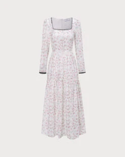 The White Square Neck Floral Maxi Dress -Outlet Dress Mix Up Store 0 c0515014 52fb 4d33 9af4 64570f0cffef