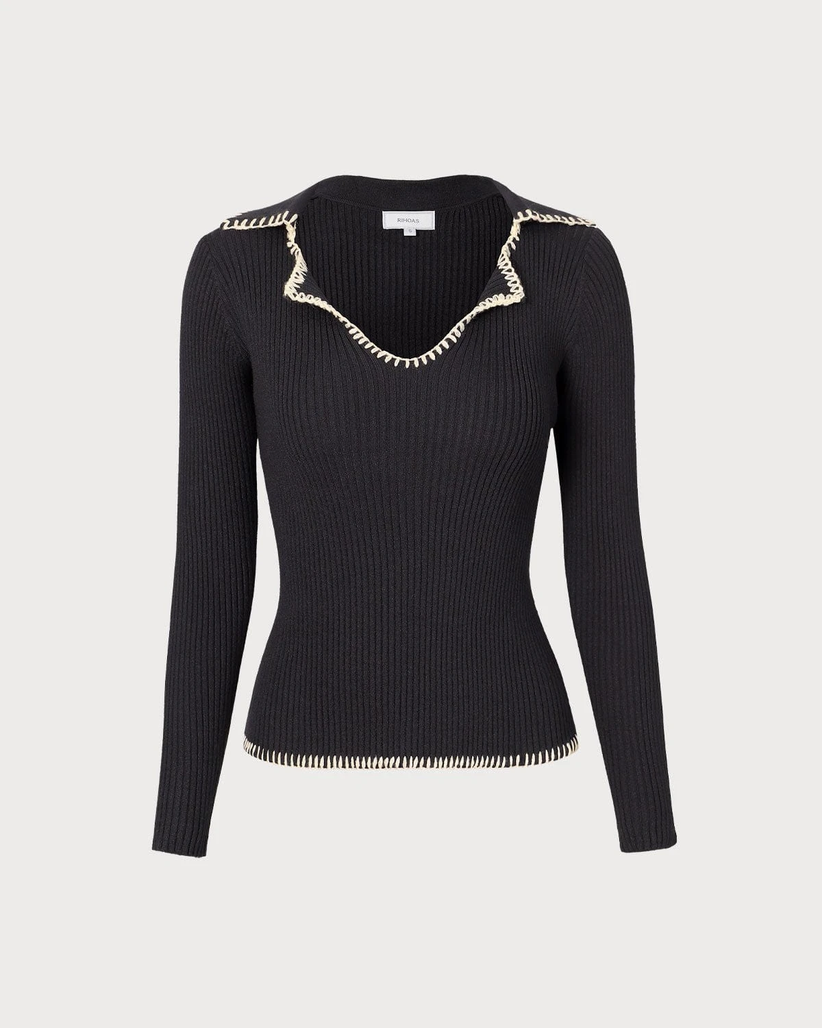 The Black Lapel Seam Colorblock Knit Top 6 The Black Lapel Seam Colorblock Knit Top - Image 6