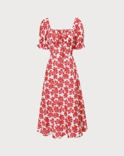 The Red Square Neck Floral Ruched Midi Dress 14 The Red Square Neck Floral Ruched Midi Dress -Outlet Dress Mix Up Store 0 c75becb6 d162 4013 b31f df082f508ba5