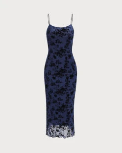 The Navy Floral Flocked Mesh Slip Maxi Dress -Outlet Dress Mix Up Store 0 d69b717a a47d 4614 b7cc 9a6741cfef74