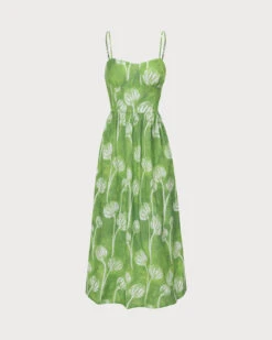 The Green Floral Ruched Slip Midi Dress -Outlet Dress Mix Up Store 0 eb428169 5379 40f5 8803 0bf716a1e8a5