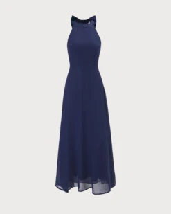 The Navy Halter Bowknot Back Maxi Dress -Outlet Dress Mix Up Store 0 f4a2466c b4b9 41e9 815a 61da0b7e99df