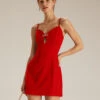 The Red V Neck Cutout Sleeveless Mini Dress
