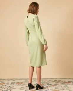 The Solid Square Neck Long Sleeve Dress 10 The Solid Square Neck Long Sleeve Dress -Outlet Dress Mix Up Store 1144