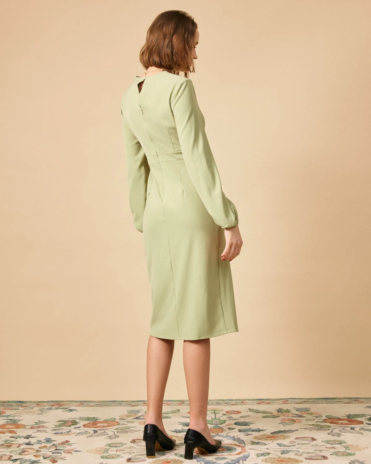 The Solid Square Neck Long Sleeve Dress 5 The Solid Square Neck Long Sleeve Dress - Image 5