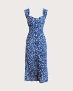 The Single-breasted Floral Midi Dress -Outlet Dress Mix Up Store 12 877353