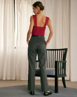 The Red Square Neck Jacquard Tank Top -Outlet Dress Mix Up Store 1218RIHOAS 753