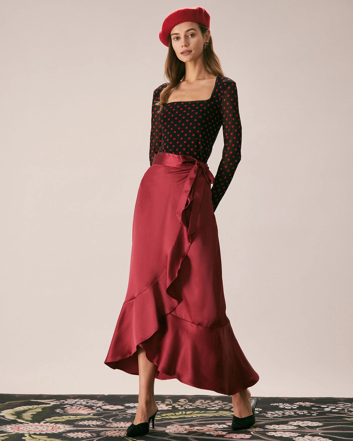 The Black Square Neck Polka Dot Printed Tee 4 The Black Square Neck Polka Dot Printed Tee - Image 4