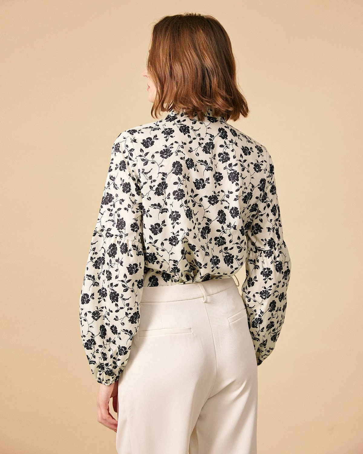 The Mock Neck Lace Trim Floral Blouse 4 The Mock Neck Lace Trim Floral Blouse - Image 4