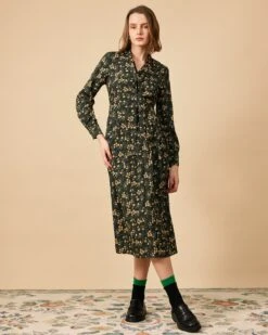 The Tie Neck Floral Long Sleeve Maxi Dress -Outlet Dress Mix Up Store 1385