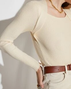 The Ribbed Front Cutout Knitwear -Outlet Dress Mix Up Store 16426611684244