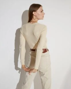 The Ribbed Front Cutout Knitwear -Outlet Dress Mix Up Store 16426611708007