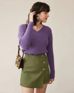 The Button Detailed A-line Skirt -Outlet Dress Mix Up Store 18ecac8d8c437026b39f3c29ee04f3c4