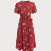 The V Neck Knotted Floral Midi Dress