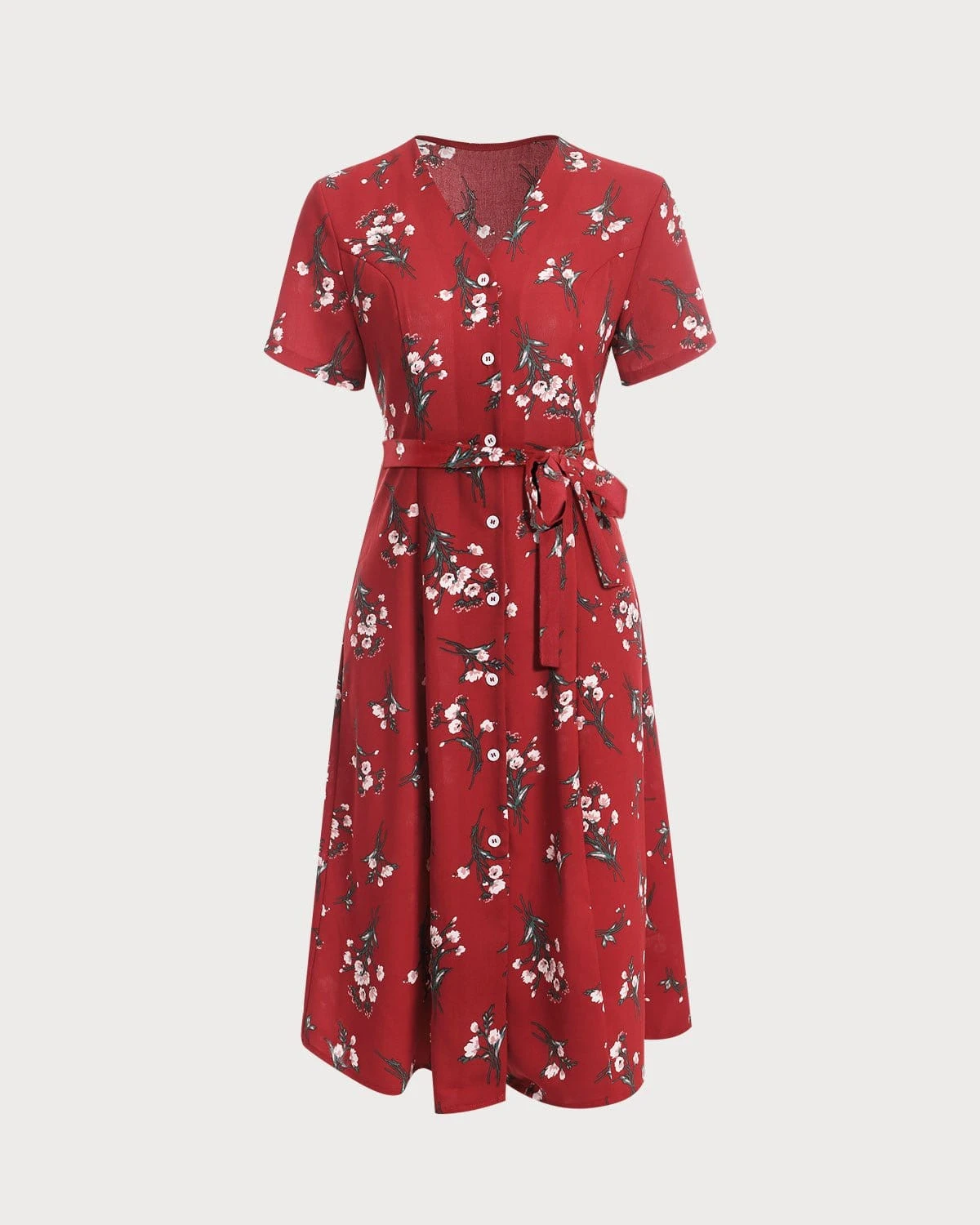The V Neck Knotted Floral Midi Dress 1 The V Neck Knotted Floral Midi Dress
