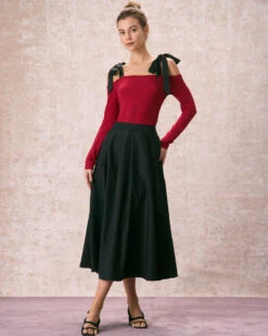 The Tie Strap Off-the-shoulder Tee -Outlet Dress Mix Up Store 240114 Rihoas 31